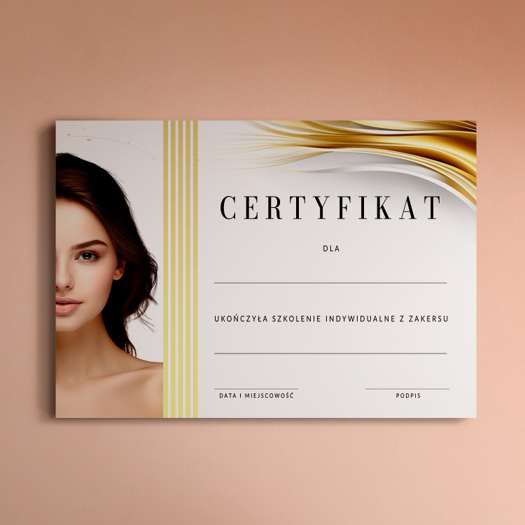 Minimalistyczny certyfikat na białym papierze dla branży beauty - CF2